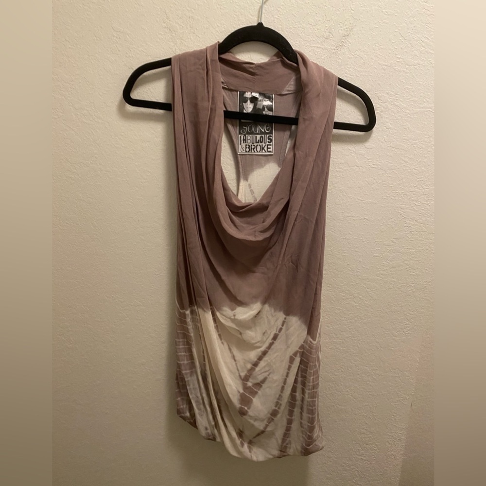 Young Fabulous & Broke Tie Dye Racerback Cowl Neck Blouse